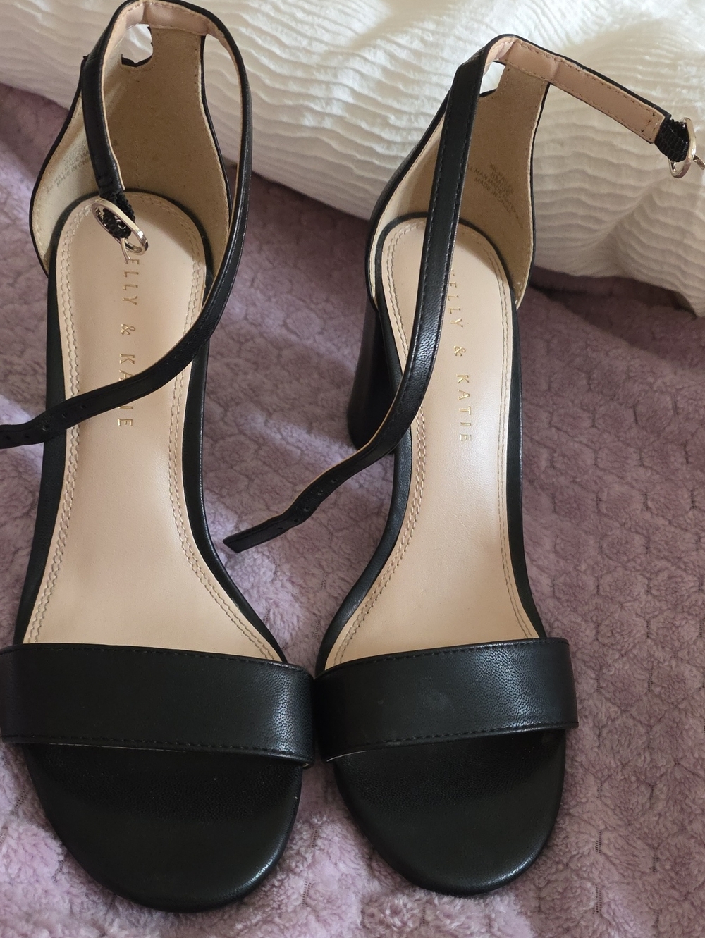 Kelly & Katie Black Strappy Block Heel Sandals
